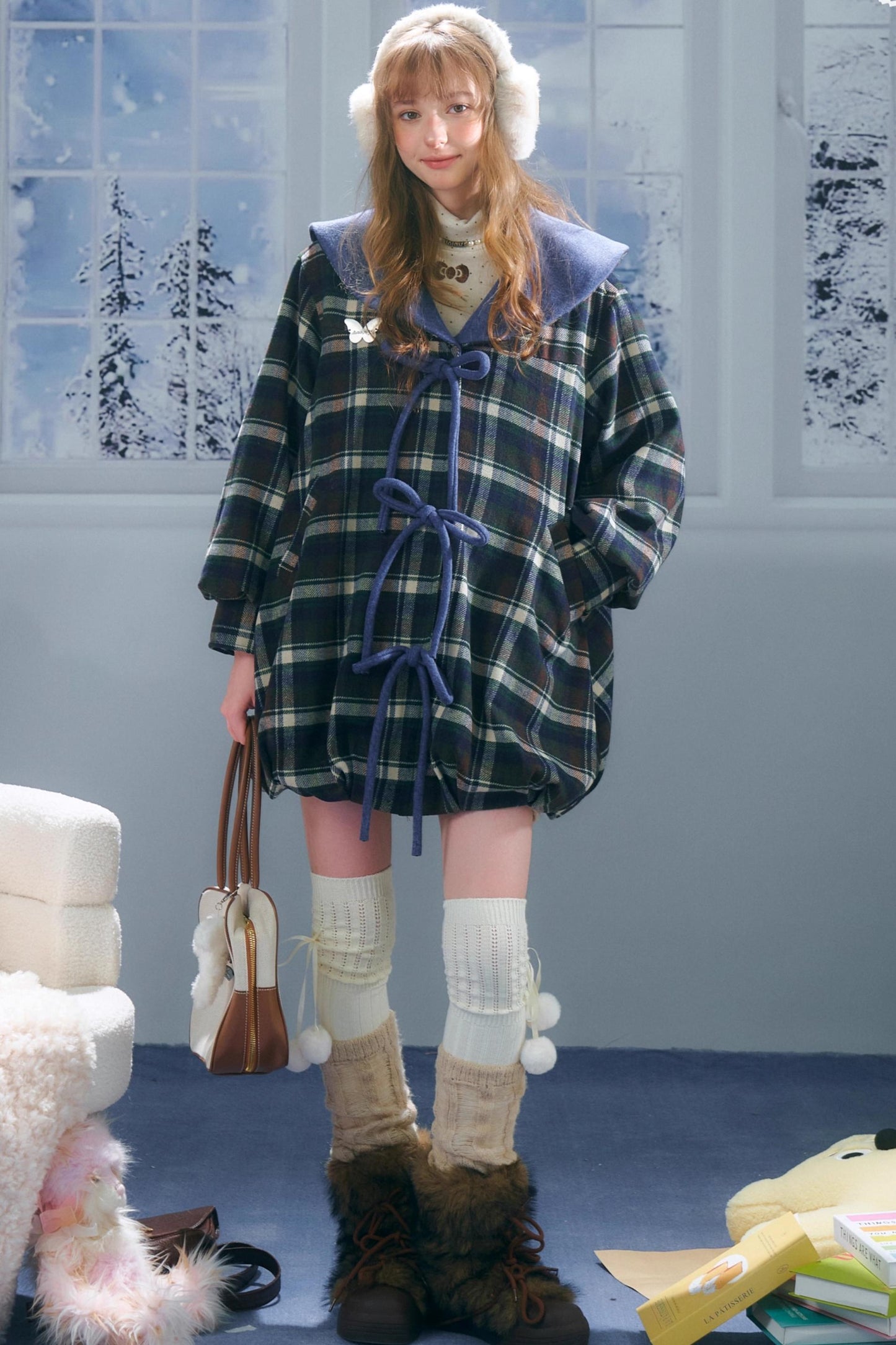 Autumn Doll Blue Woolen Coat