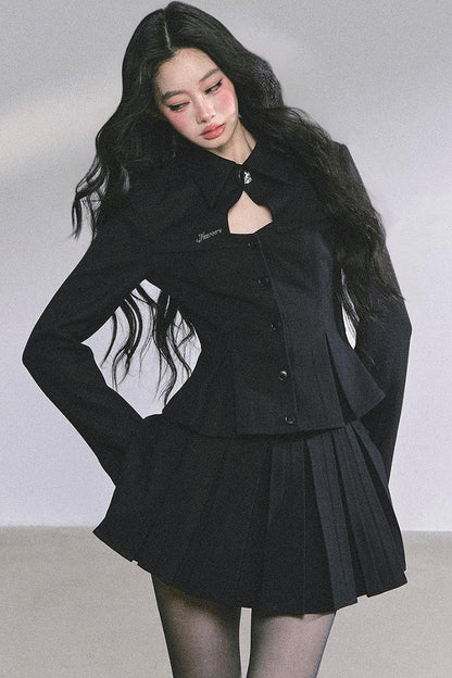 Gatsby Daughter Two-Piece Black Jacket Set-Up