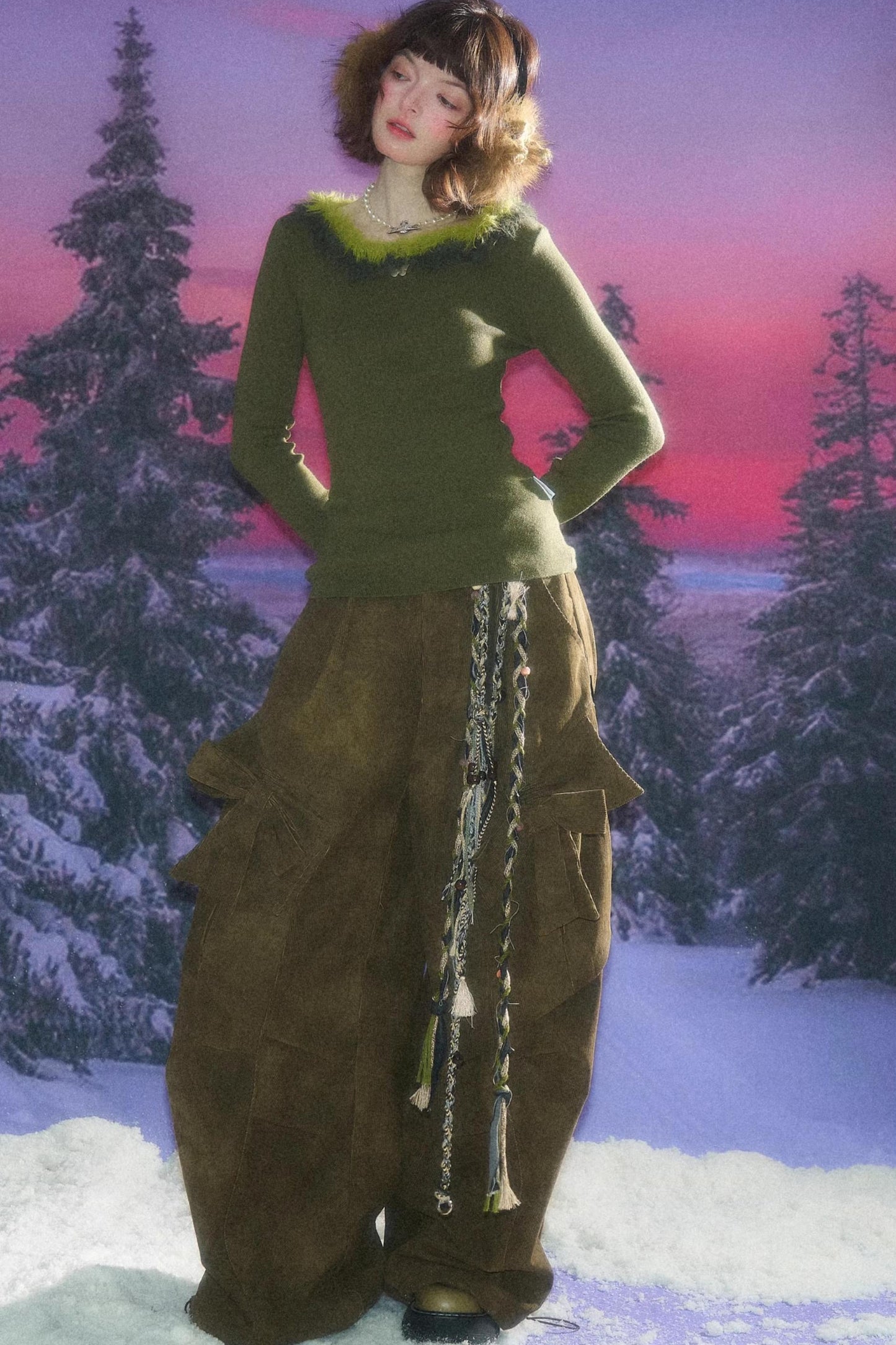 Autumn Retro Bow High Waist Slimming Trousers