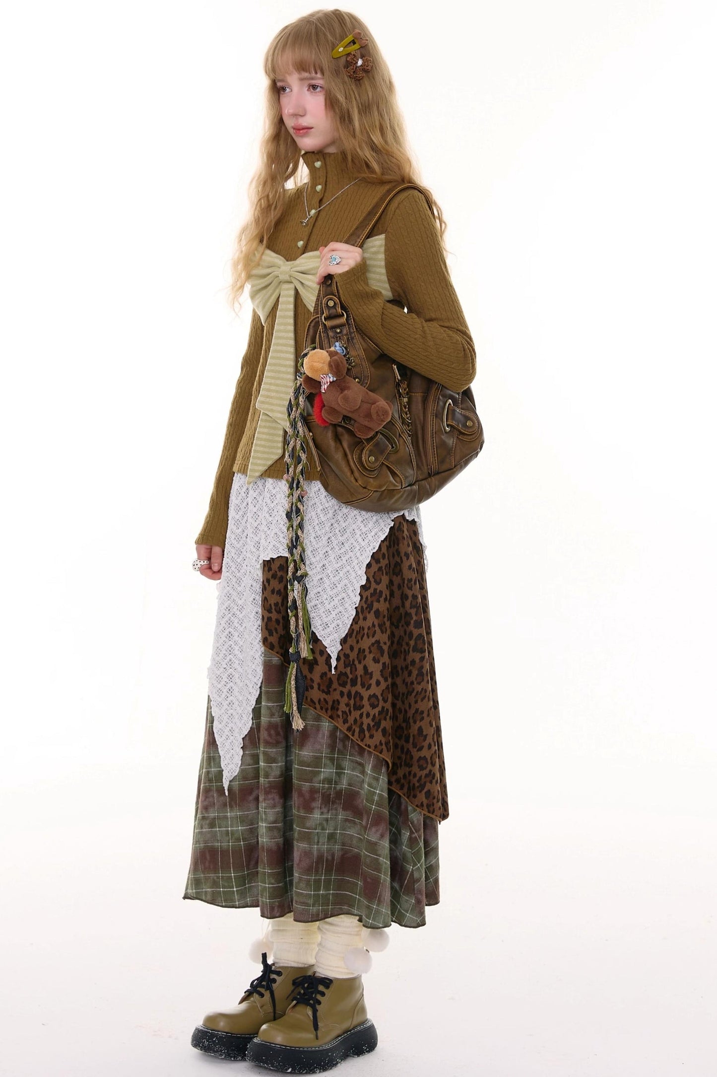 Autumn Bow Turtleneck Knitted Sweater