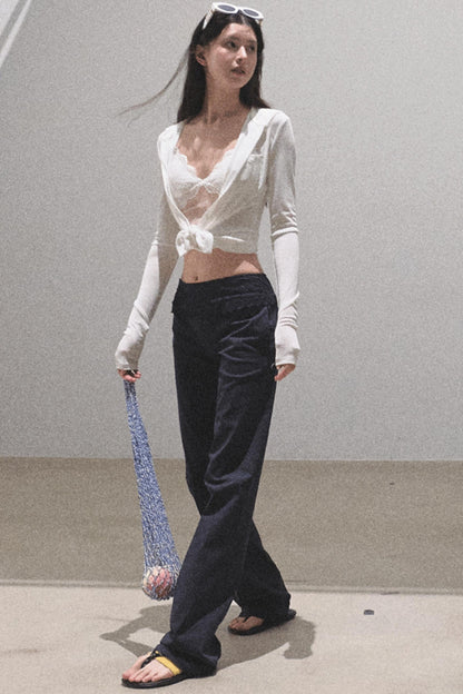 Snowflake Knit Hoodie &amp; Patchwork Shorts Set-Up