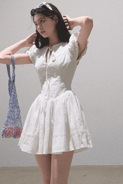 Lovefall Embroidered Cotton Tea Dress