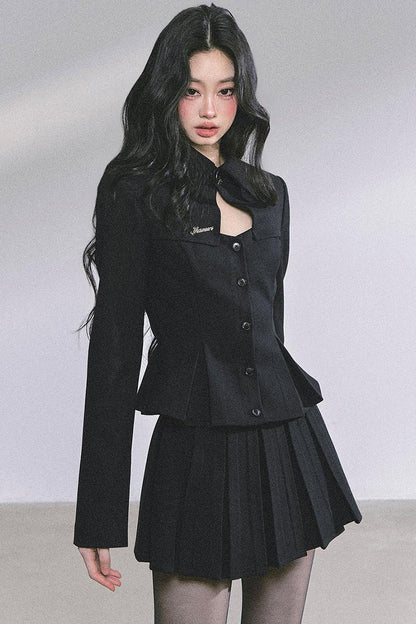 Gatsby Daughter Two-Piece Black Jacket Set-Up