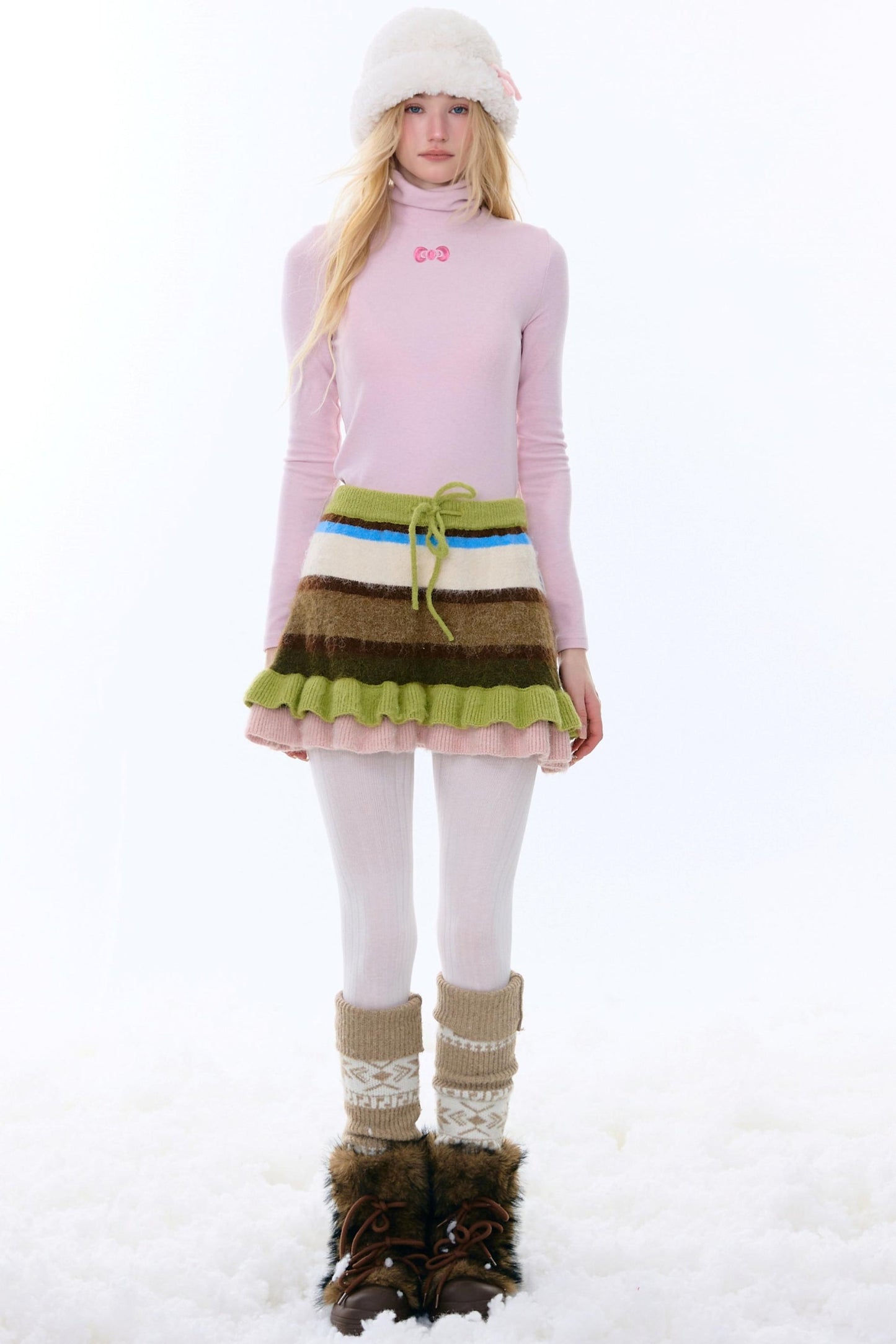 复古条纹针织裙