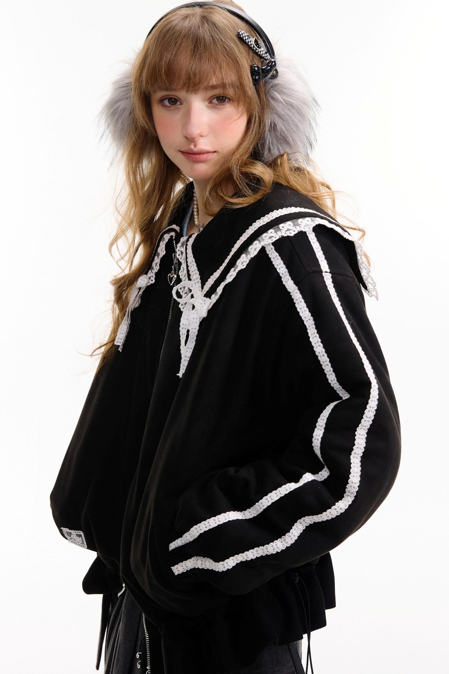 American Vintage Lace Splicing Cotton Jacket