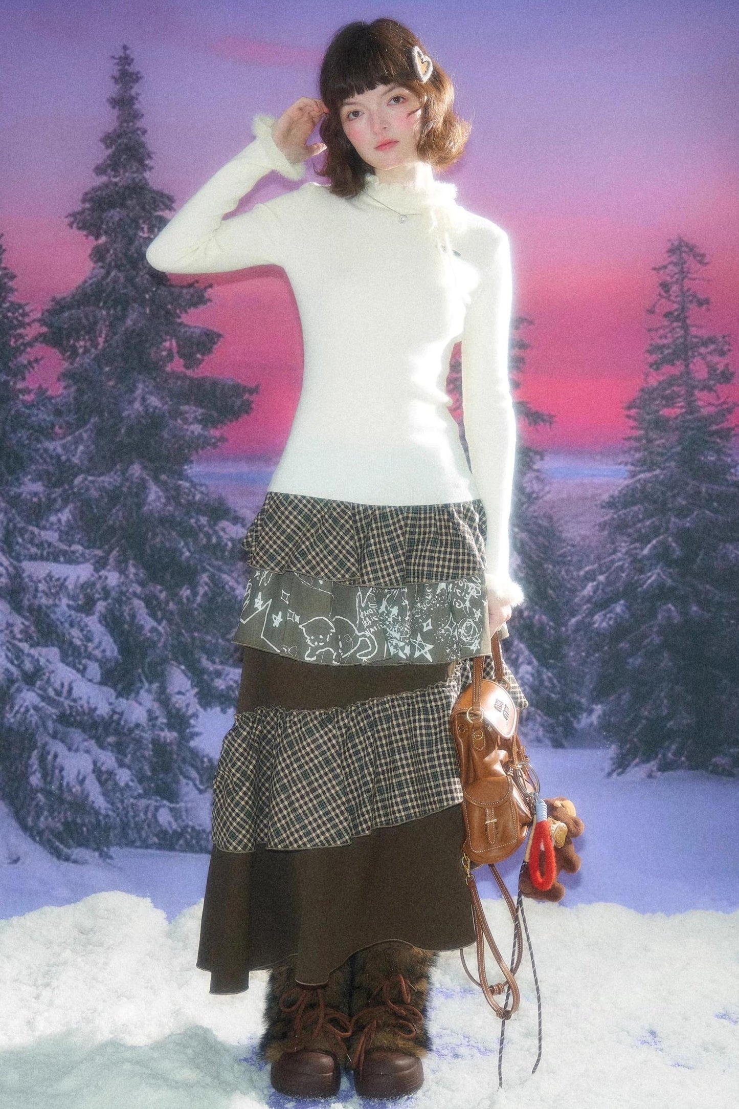 Bow-Knot Ruffled Knit Top