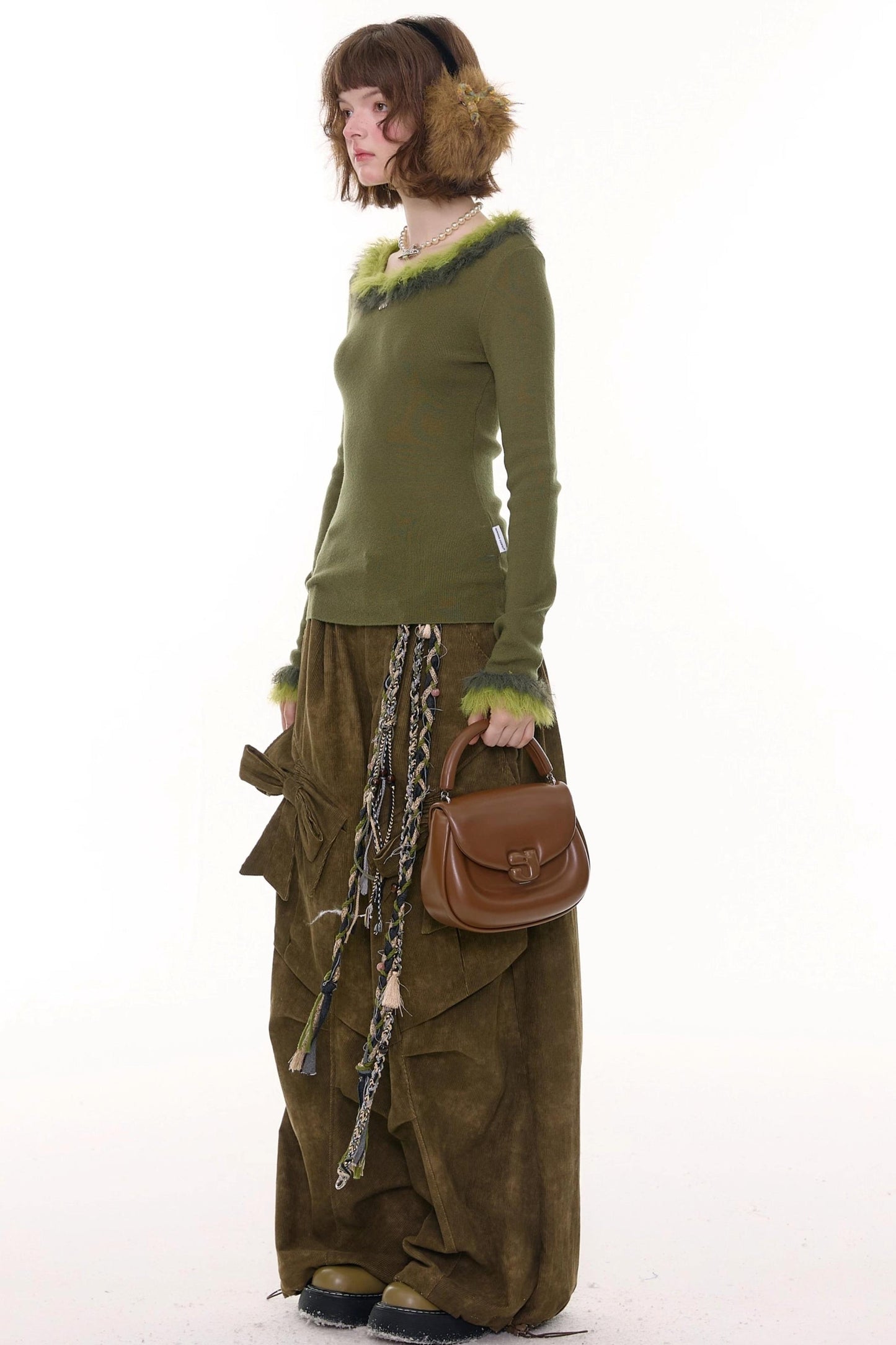 Autumn Retro Bow High Waist Slimming Trousers