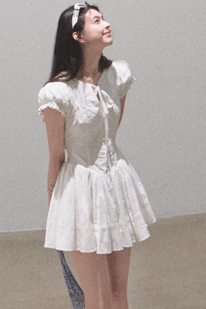 Lovefall Embroidered Cotton Tea Dress