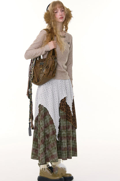 Design Leopard Print Long Sleeve Knit Shirt