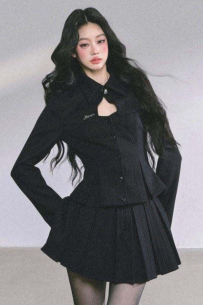 Gatsby Daughter Two-Piece Black Jacket Set-Up