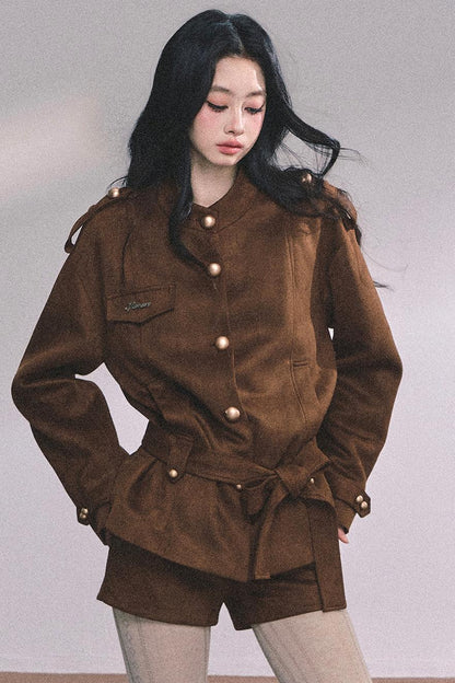 Golden Suede Womens Autumn Jacket Set-Up