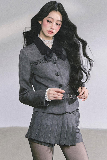 French Pleated Short Skirt Set-Up