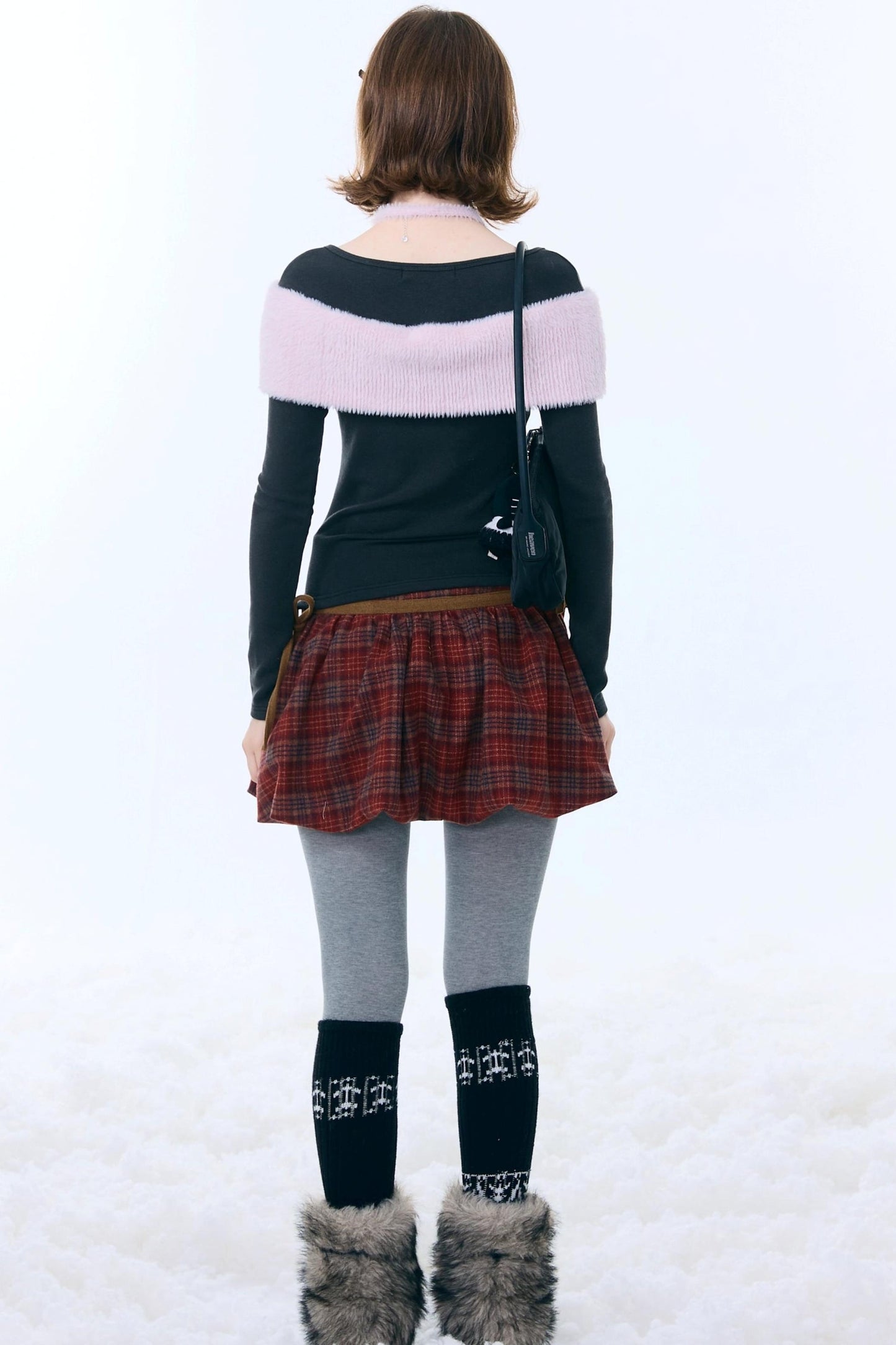 Retro Plaid Drawstring Skirt