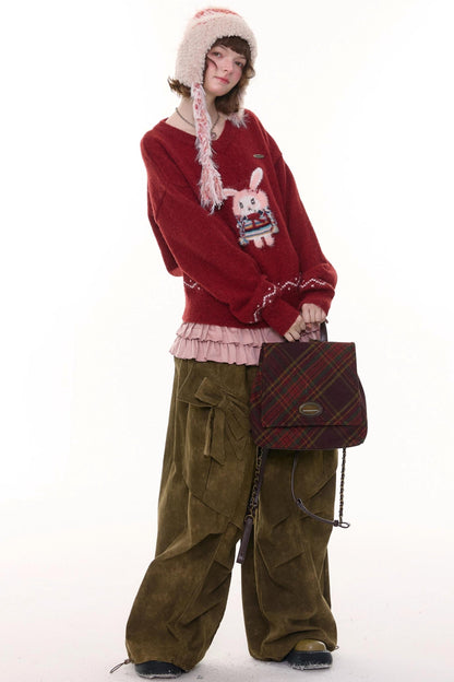 Autumn Retro Bow High Waist Slimming Trousers