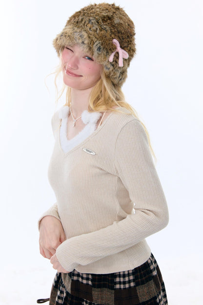 Bow Halter Knitted Top