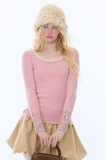 Leopard Print Knitted Sweater