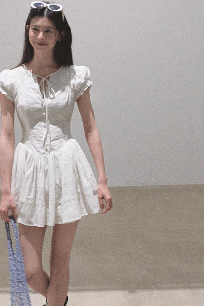 Lovefall Embroidered Cotton Tea Dress