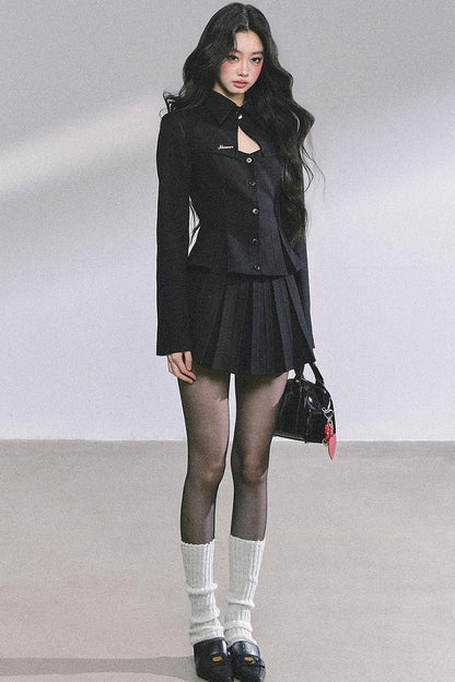 Gatsby Daughter Two-Piece Black Jacket Set-Up