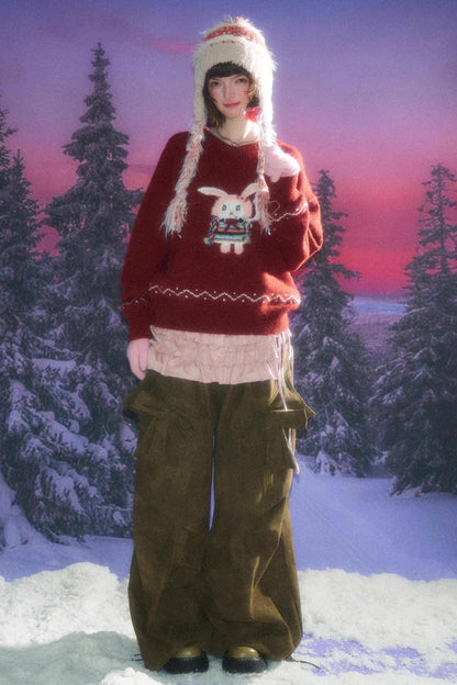 Autumn Retro Bow High Waist Slimming Trousers