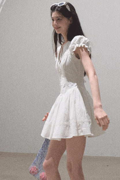 Lovefall Embroidered Cotton Tea Dress