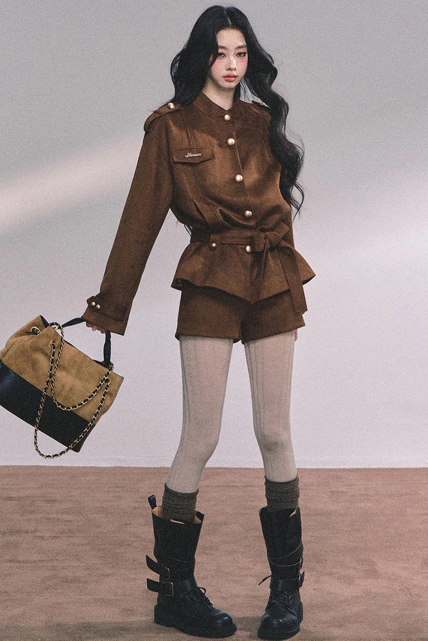 Golden Suede Womens Autumn Jacket Set-Up