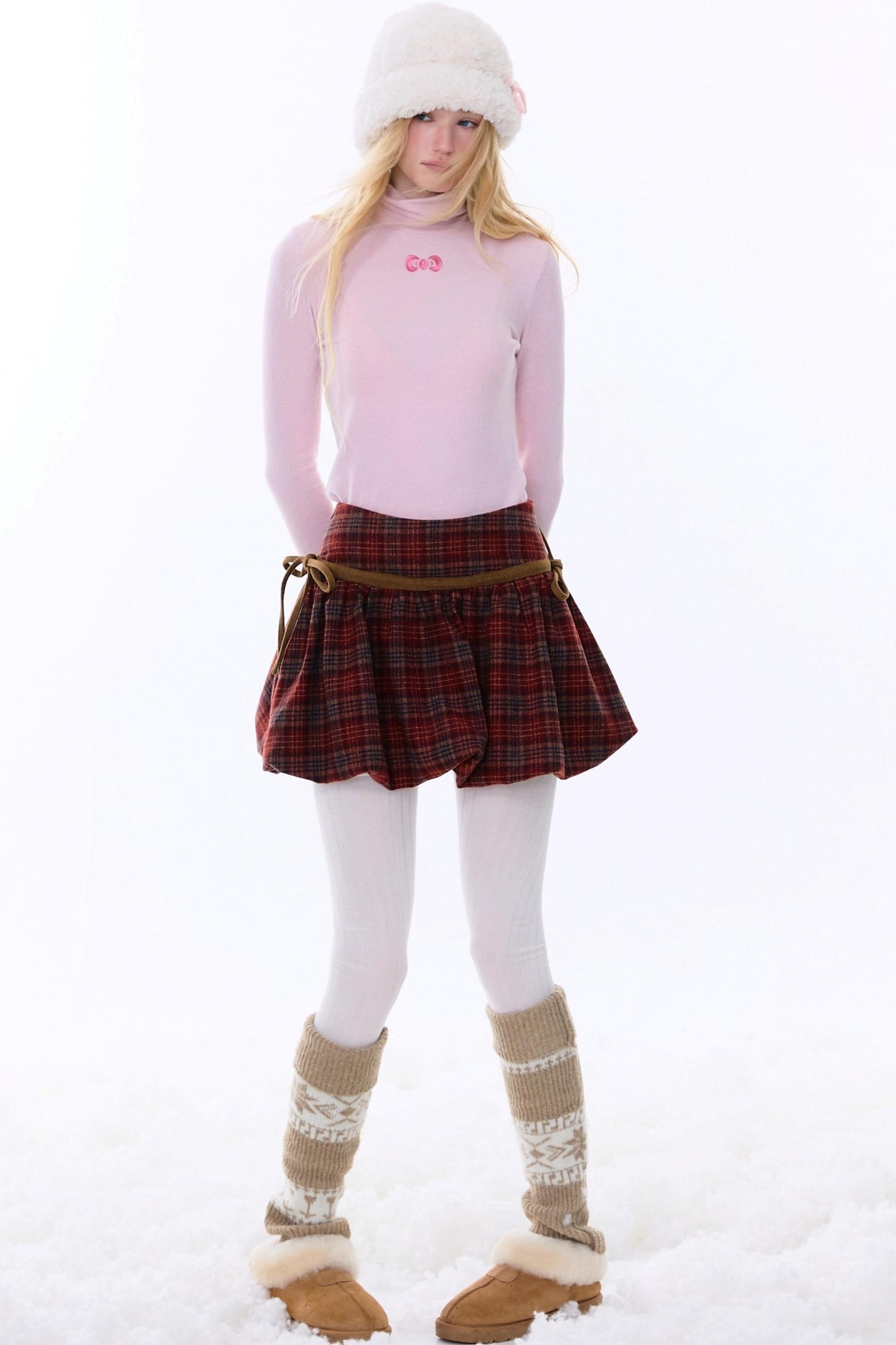 Retro Plaid Drawstring Skirt