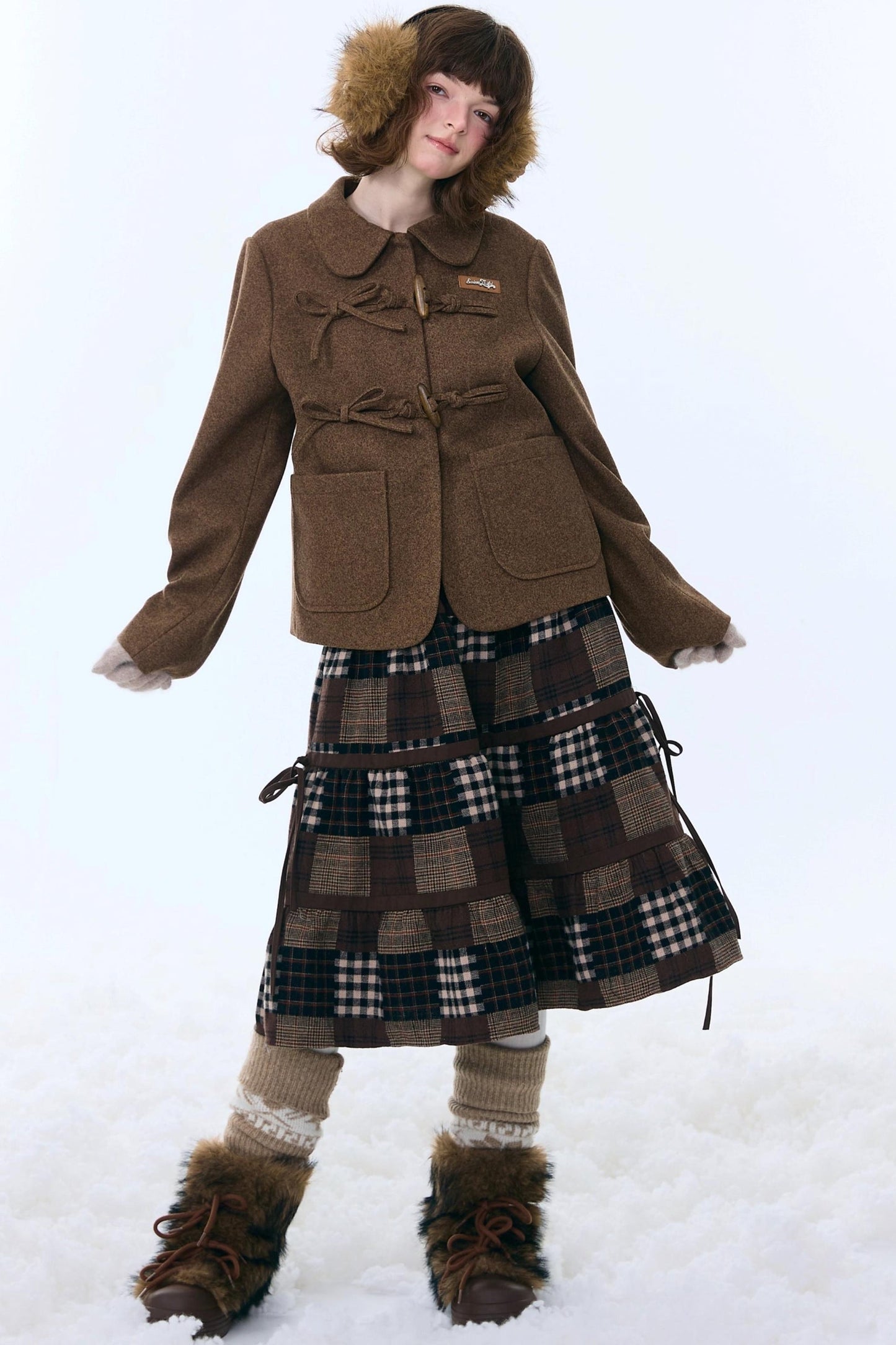 Dark Brown Plaid Skirt