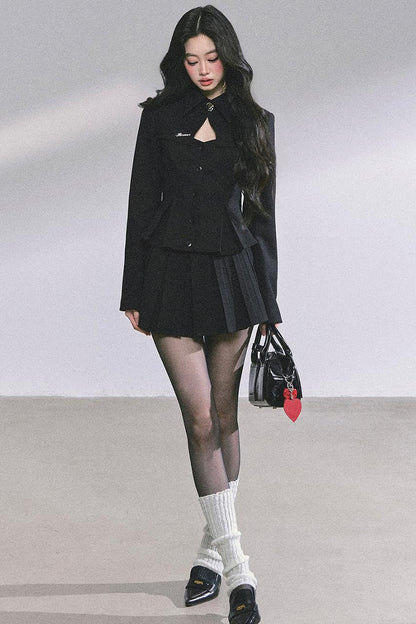 Gatsby Daughter Two-Piece Black Jacket Set-Up