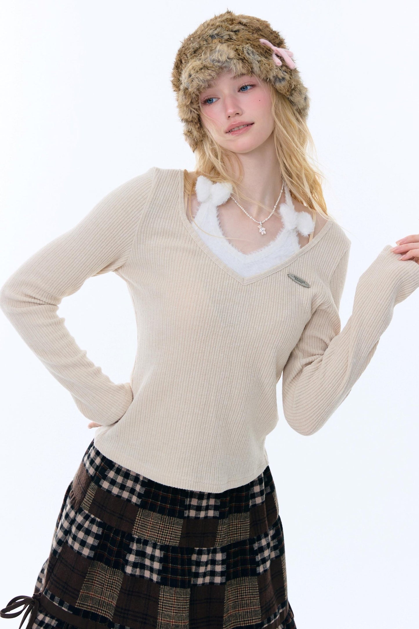 Bow Halter Knitted Top