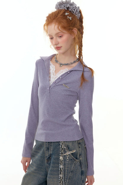 Zizifei Knit Lace Top