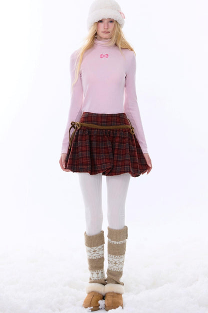 Retro Plaid Drawstring Skirt