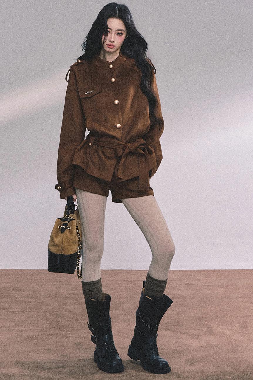 Golden Suede Womens Autumn Jacket Set-Up