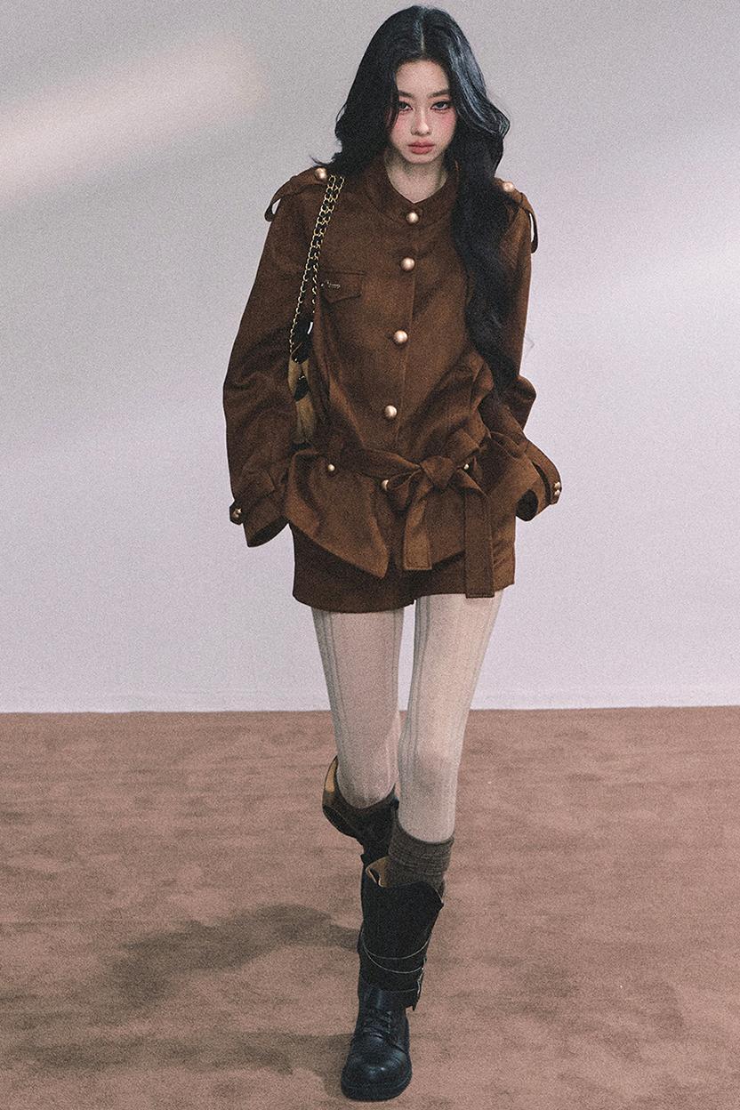 Golden Suede Womens Autumn Jacket Set-Up