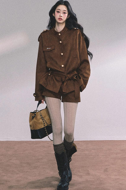 Golden Suede Womens Autumn Jacket Set-Up