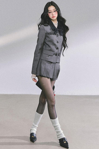 French Pleated Short Skirt Set-Up