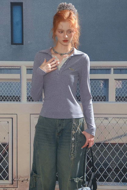 Zizifei Knit Lace Top