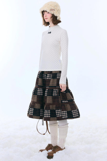 Dark Brown Plaid Skirt