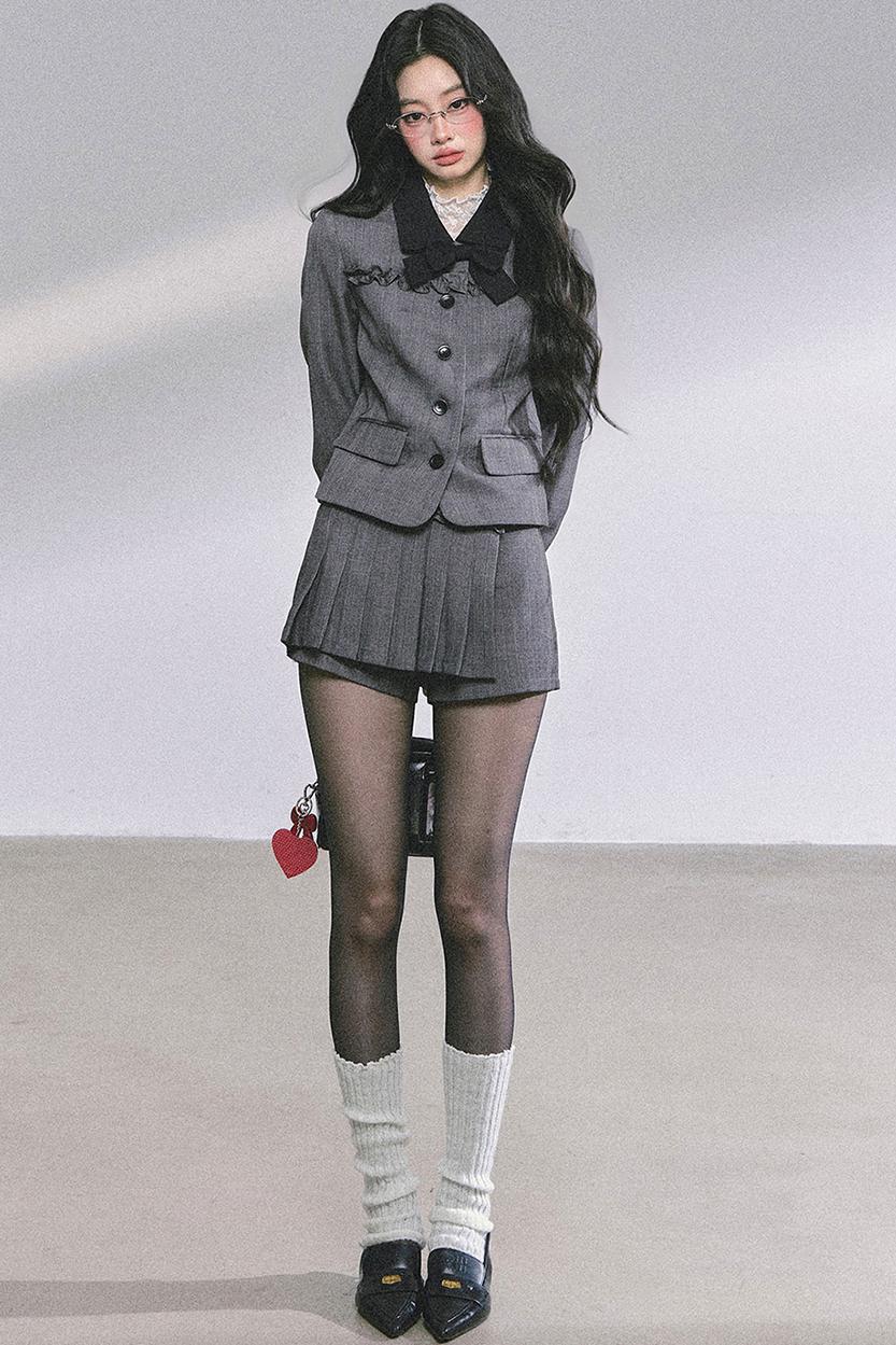 French Pleated Short Skirt Set-Up