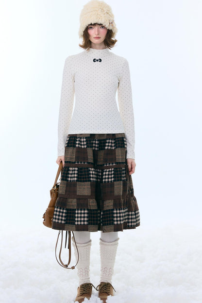 Dark Brown Plaid Skirt