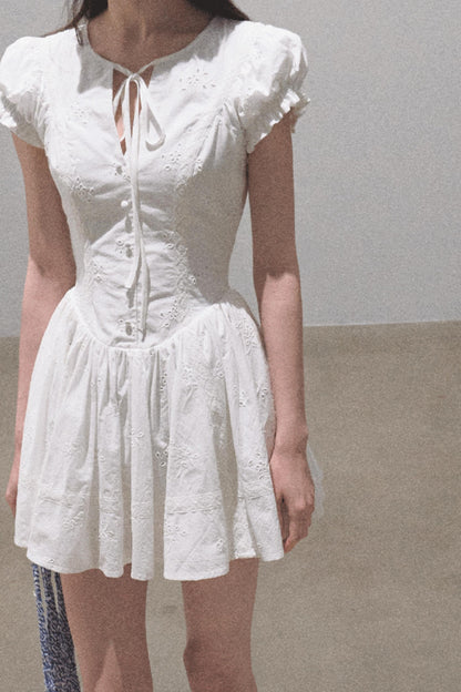 Lovefall Embroidered Cotton Tea Dress