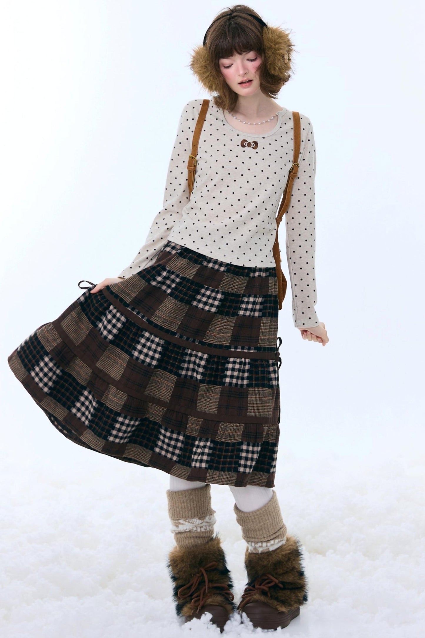 Dark Brown Plaid Skirt