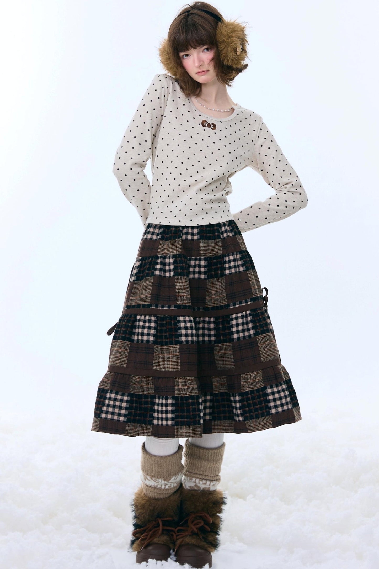 Dark Brown Plaid Skirt