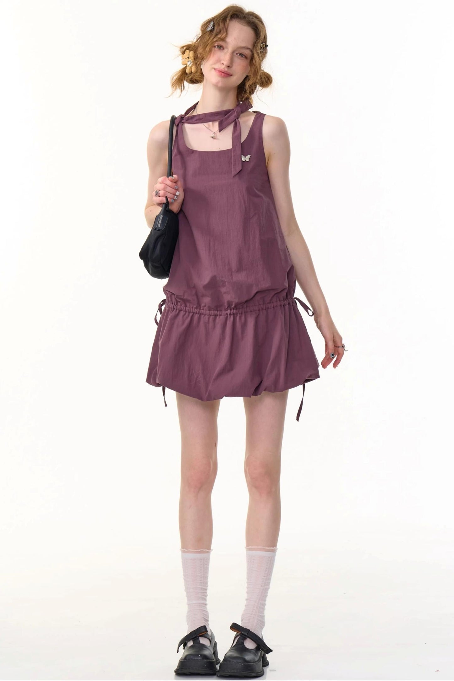 Retro Floral Purple Camisole Dress