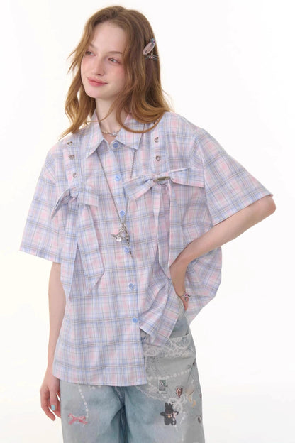 Vintage Pink Plaid Top