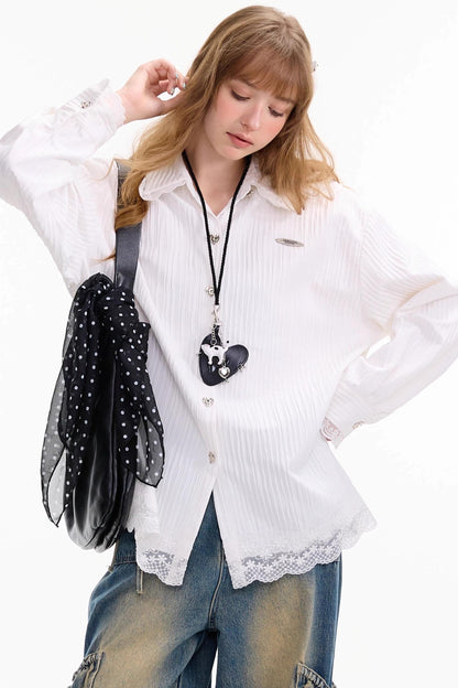 Autumn Lace Doll Collar Shirt