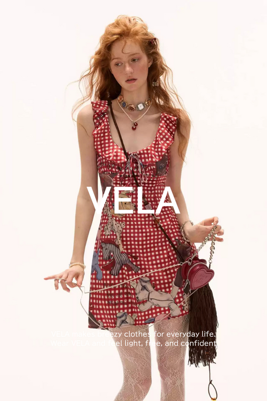 Frill Color Checkered Doll Dress