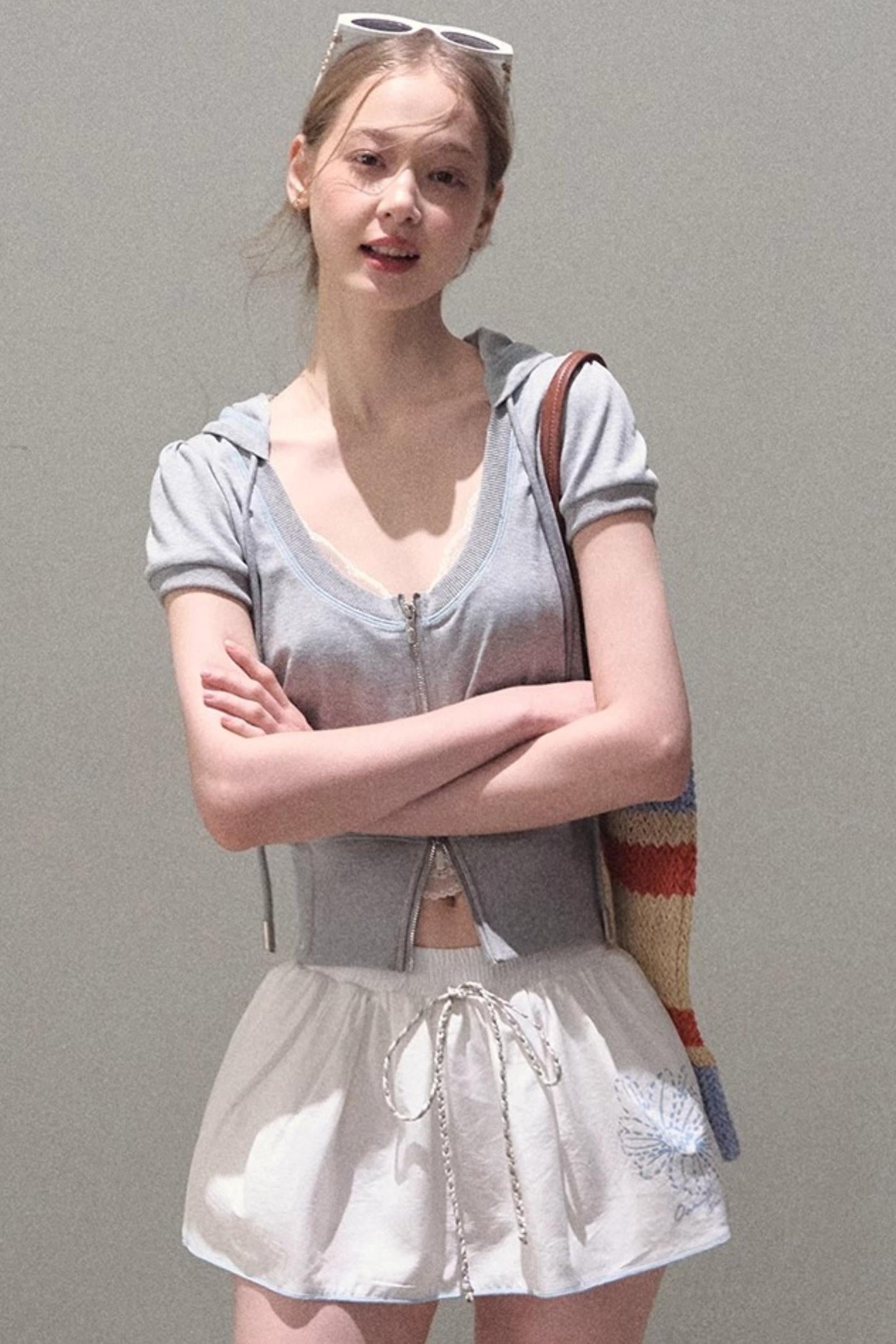 Color Block U-Neck Hooded Cardigan