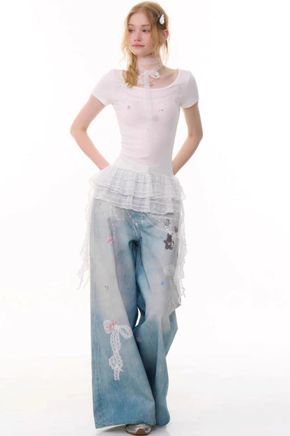 Vintage Chain Pleated Tee