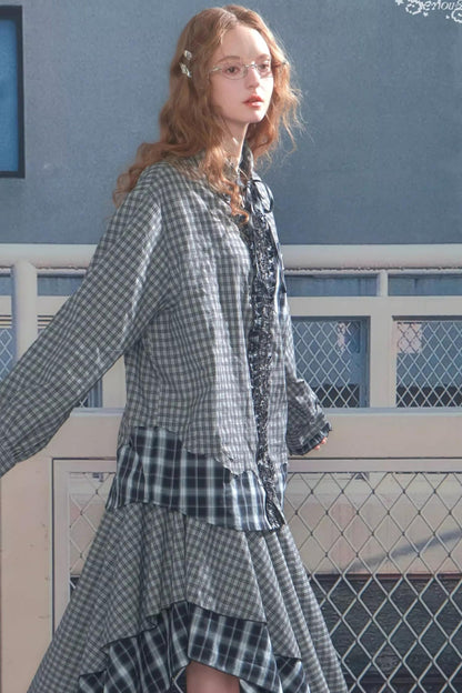 Retro Plaid Long-Sleeved Shirt