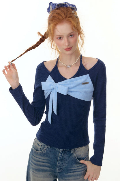 Patchwork Halterneck Knitted Top